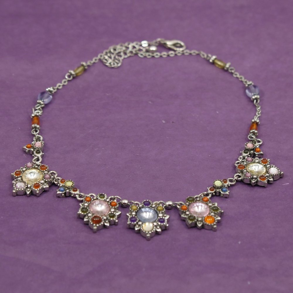 Pretty Vintage Pastel Boho Crystal Choker / Necklace